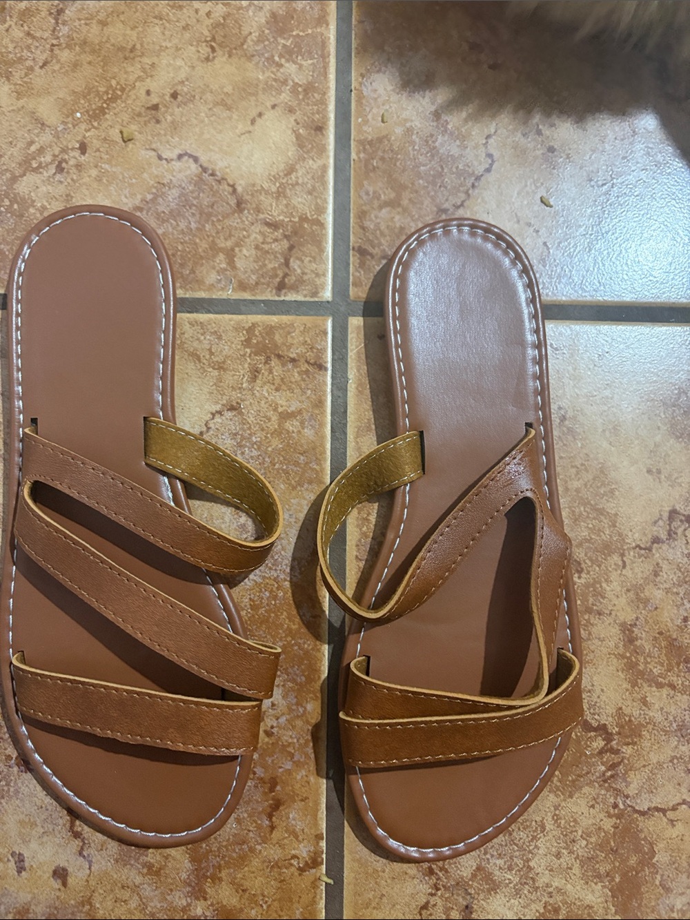 Women's Tan Slide Sandals - Classic Strappy Slip-On